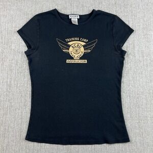 Y2K BCBG Paris MAX AZRIA Top Graphic Tee Women's Sz Medium Training Camp Shirt